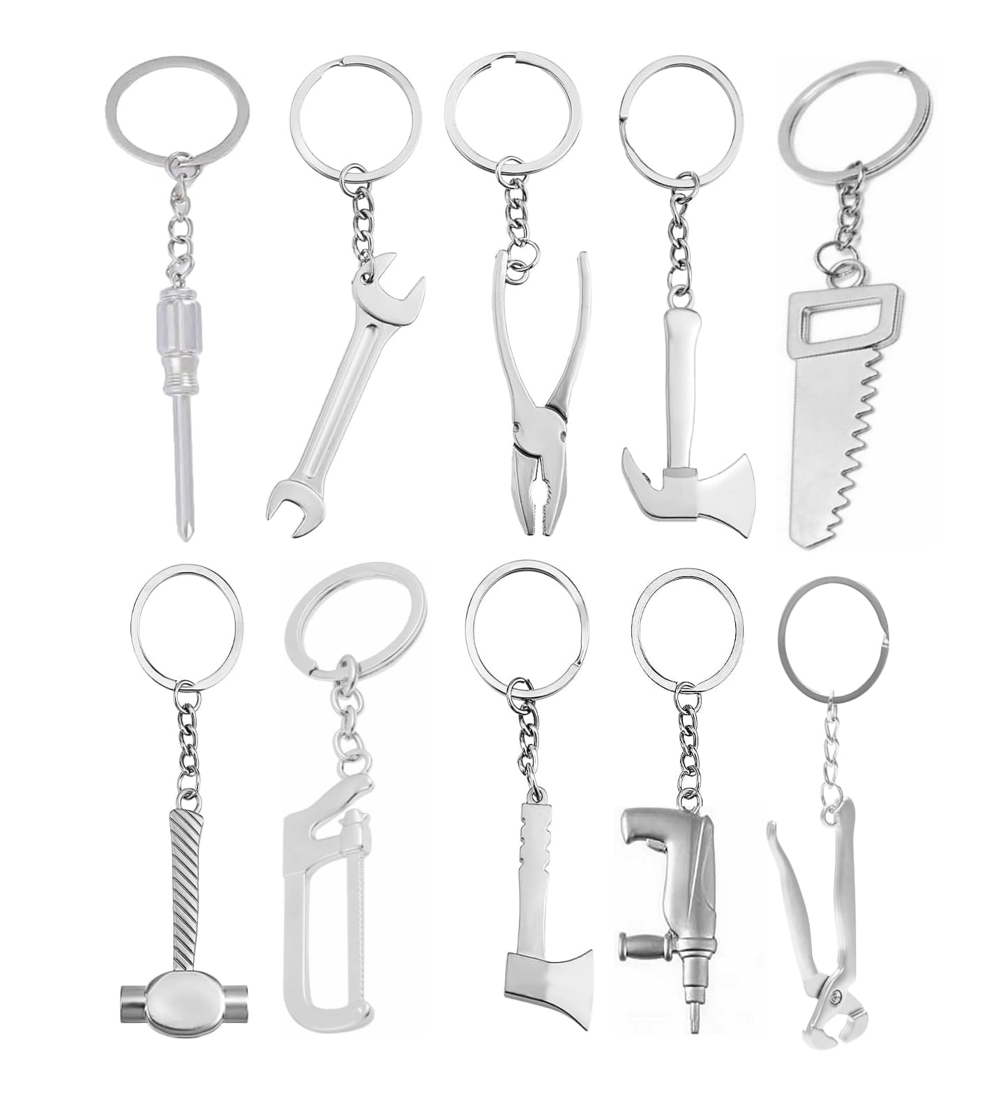 Tradesman Carpenter Handyman Builder DIY Hammer Screwdriver Wrench Keyring Keychain