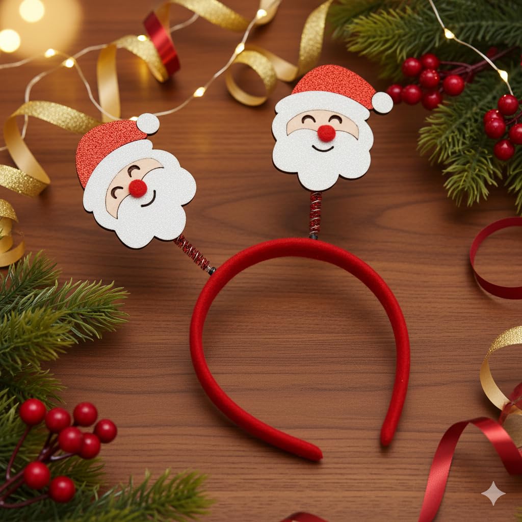 eCraftIndia Christmas Headband Santa Claus Design Hair Band | Hairband for Party Birthday | Xmas Gift for Children Girls | Christmas Decorations Items for Home Ornaments Props