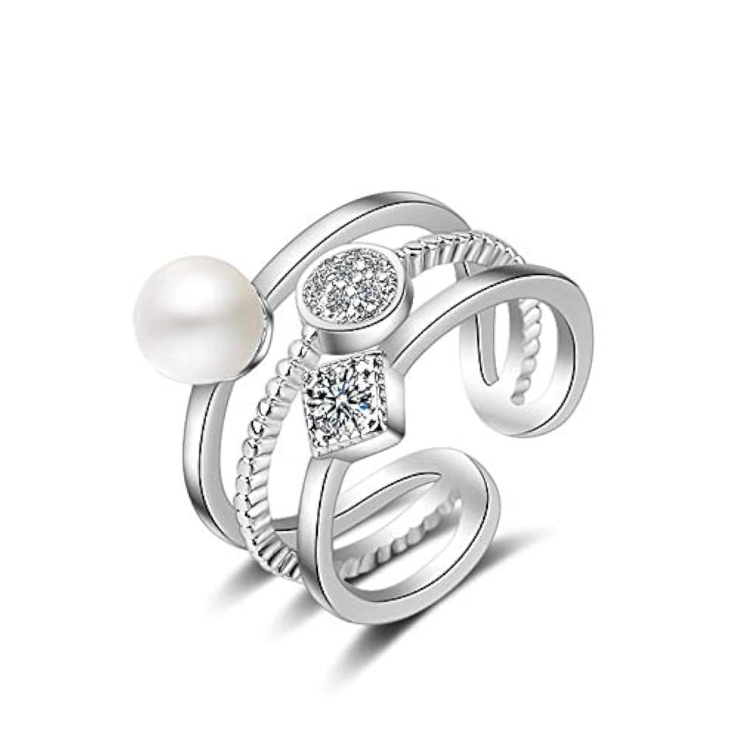 JRosee Fashion Pearl Ring for Women Adjustable Size