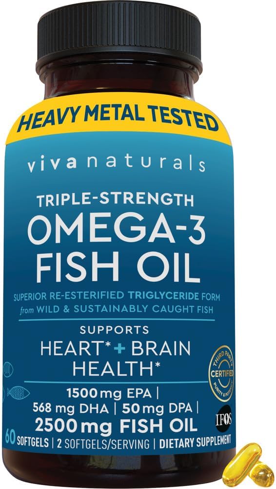 Viva Naturals Triple Strength Omega 3 Fish Oil Supplement