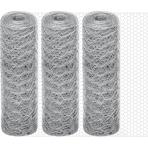 Image of GlikCeil 12 in x 300 ft Chicken Wire Mesh Fencing for Floral Garden, 23 Gauge Silver Galvanized Steel Wire, 1 Inch Hexagonal Hardware Cloth Netting for Farm Crafts Poultry Coop Barrier Rabbit Cage