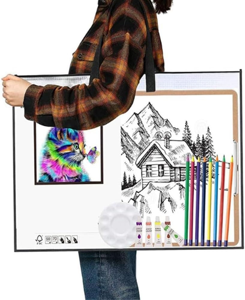 Oaygat 2Pcs Art Portfolio Bag 25x19 Inch Portfolios Organizer Poster Carrying Storage Case Bag Transparent Handbag Files Tote Mesh Folder Portfolio Case Large Bulletin Board Poster Carry Bag - Image 3