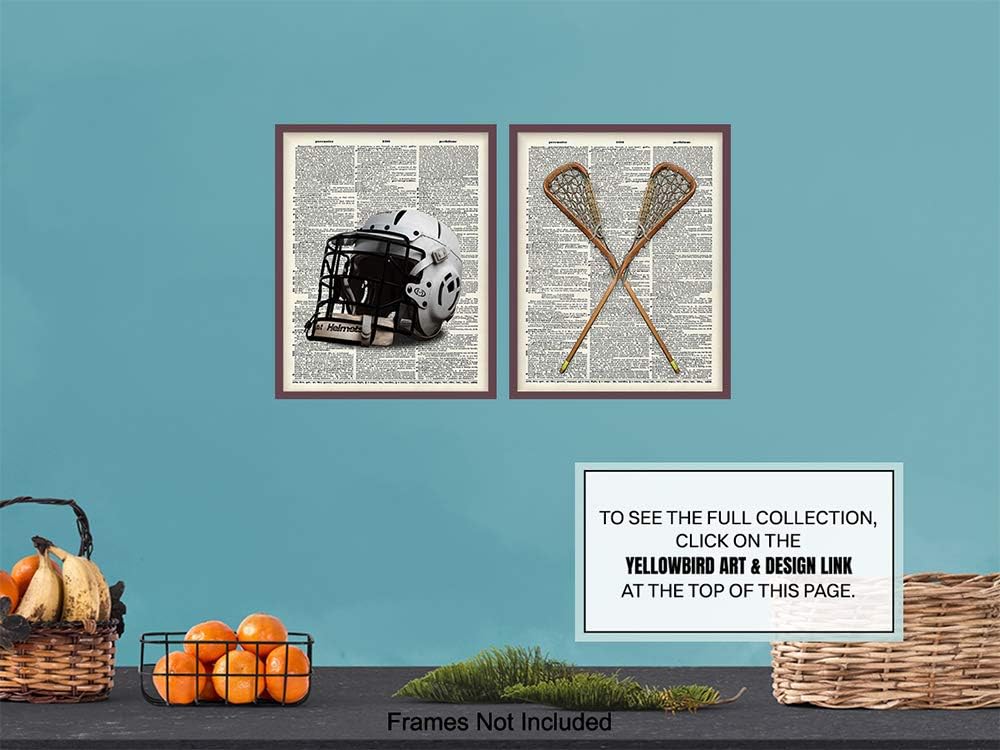 Lacrosse Wall Decor, Lacrosse Poster, Lacrosse Decorations - 8x10 Dictionary Wall Art Photo for Boys Bedroom or Kids Room Decor - Gift for LAX, Sports Fan - Vintage Lacrosse Sticks, Helmet Print - Image 6