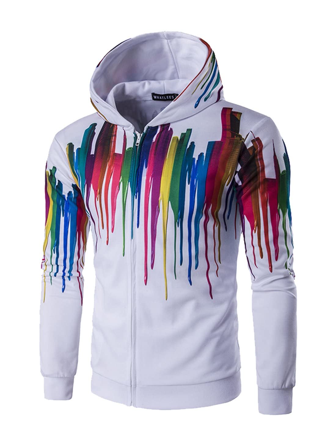 KTM Healthcare® M (US 38), White : Men Zip Front Long Sleeves Multi Pattern Slant Pockts Hooded Coat-image-41