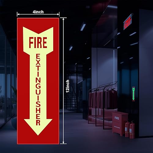 Miniatura 6 de Letrero fotoluminiscente para extintor que brilla en la oscuridad, parte trasera adhesiva, tintas UV en PVC resistente al desgarro, no eléctrico,