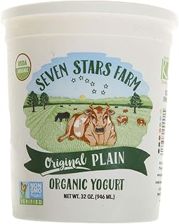Seven Stars Organic Plain Low-Fat Frozen Yogurt, 32 oz Tub - Raw, Vegan, Gluten-Free, Paleo, USDA Certified