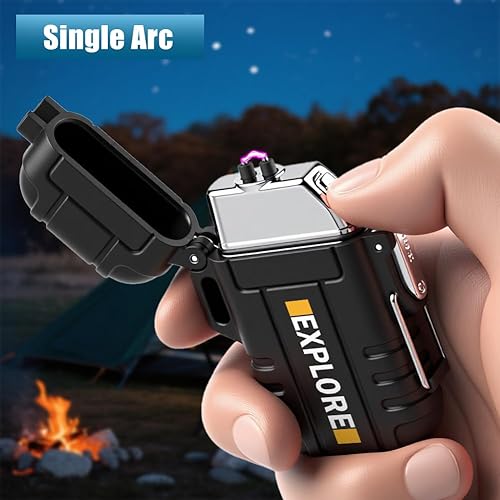Miniatura 9 de LcFun Encendedor eléctrico USB C recargable de plasma resistente al viento, encendedores de arco sin llama, fósforos a prueba de agua para camping,