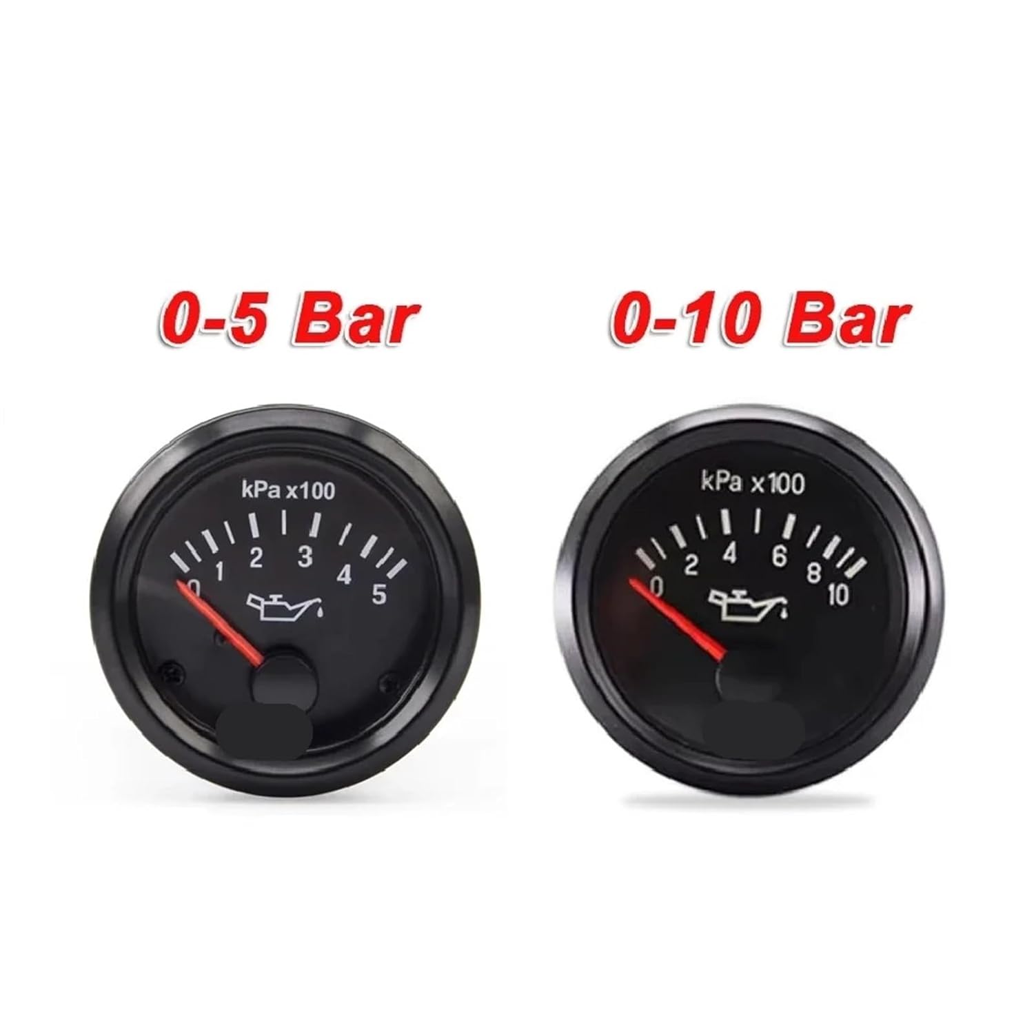 0-5Bar 0-10Bar Diesel Engine Parts Oil Pressure Gauge Meter 0-500kPa for Generator Parts 52MM(0-10 bar,24V)