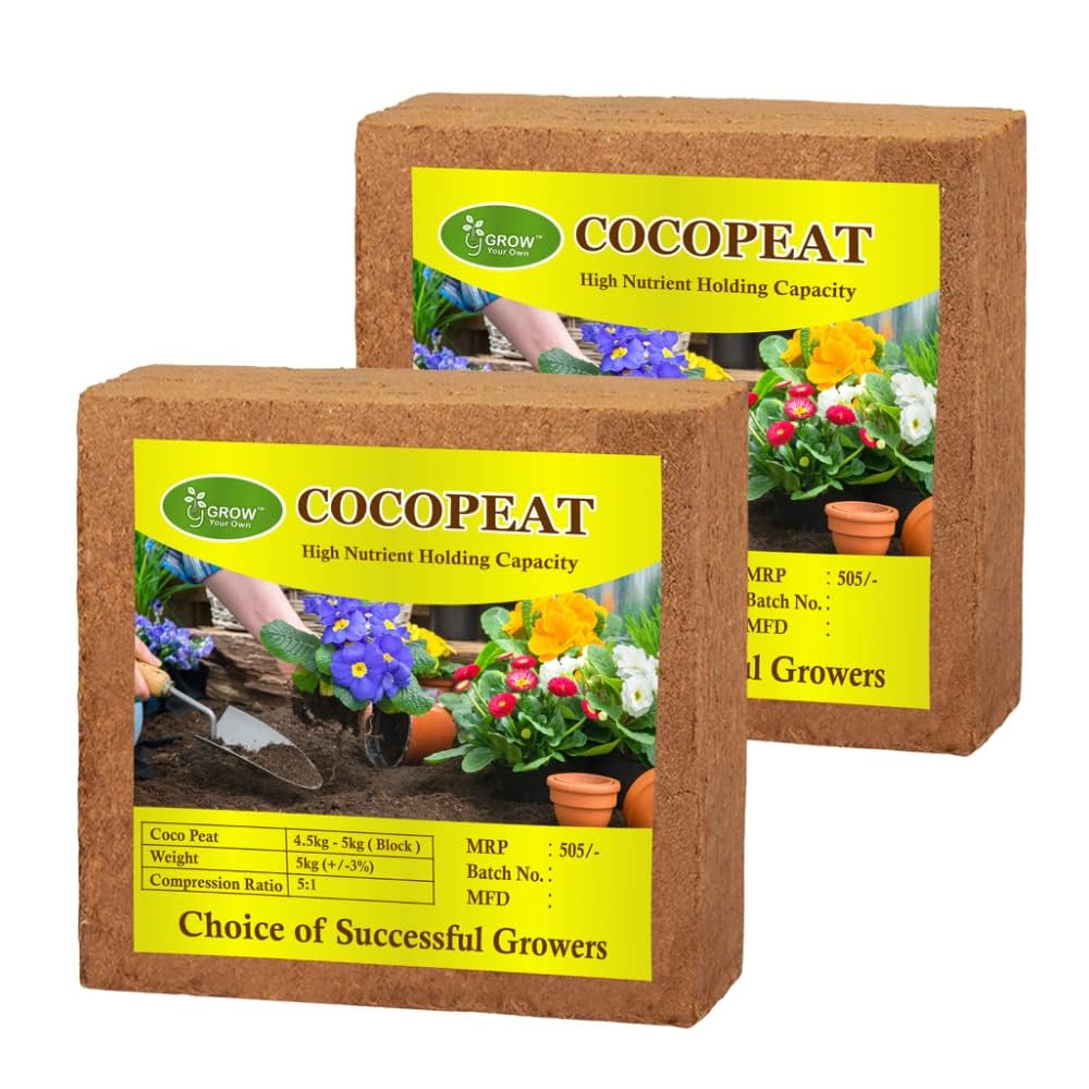 Grow Your Own Cocopeat Expand Upto 10 Kg Block | Expands Upto 150 litres of Powder | Hydroponic Plants, Kitchen Gardening and Terrace Gardening, Indoor Plants and Outdoor Plants