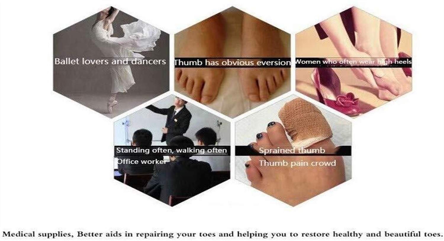 Hallux-Valgus-Korrektor, Zehenspreizer, weich, atmungsaktiv, Ballen-Korrektor, Ballen-Entlastung, Schiene für große Zehen, verhindert Hallux Valgus und nächtliche Schmerzlinderung (rechter Fuß)