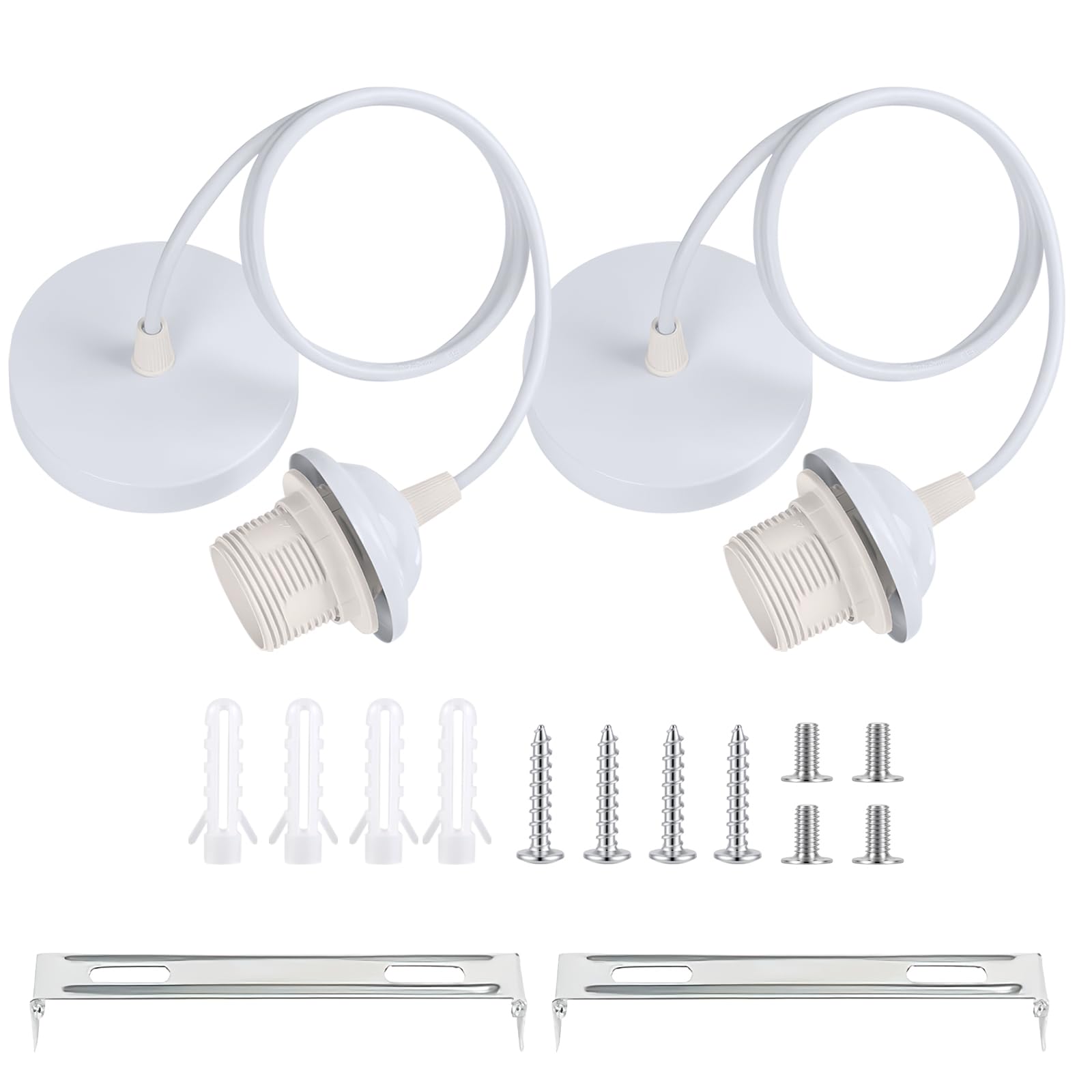 2Pcs Ceiling Pendant Light Fitting,E27 Lamp Holder with Lock Ring for Shade