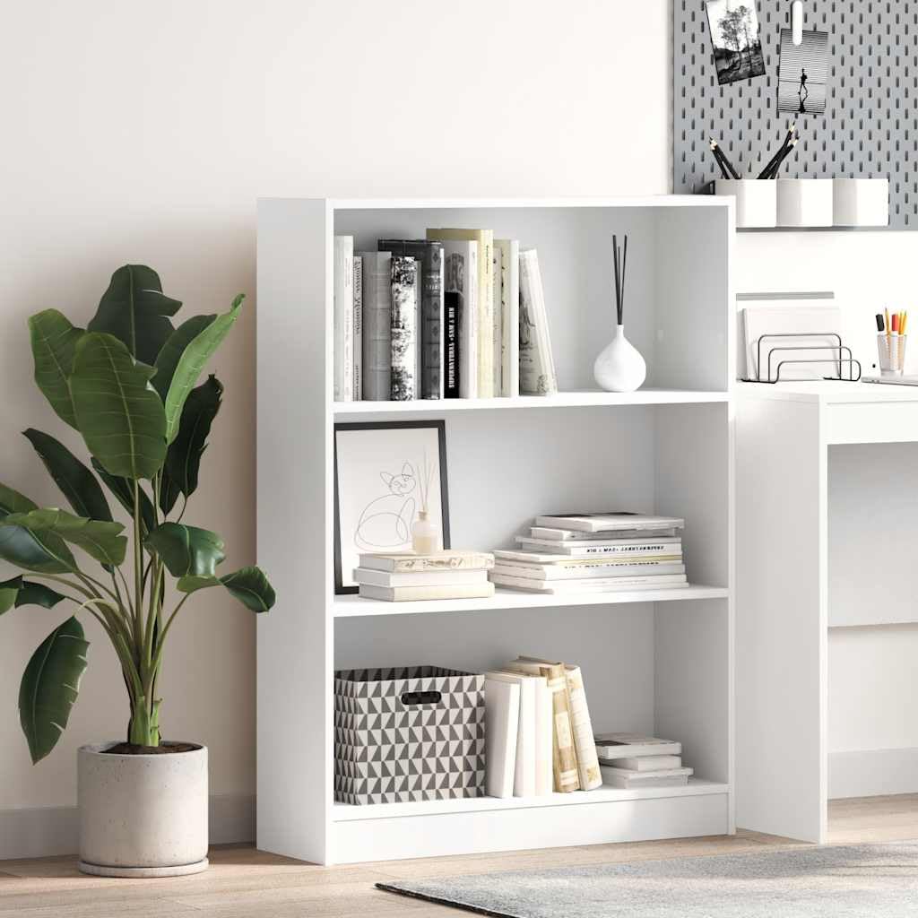 Regał na książki, biały, 80 x 24 x 109 cm, materiał drewnopochodny, regał stojący z otwartymi półkami, uniwersalny organizer na książki, DVD, dekoracje, półki do przechowywania do salonu