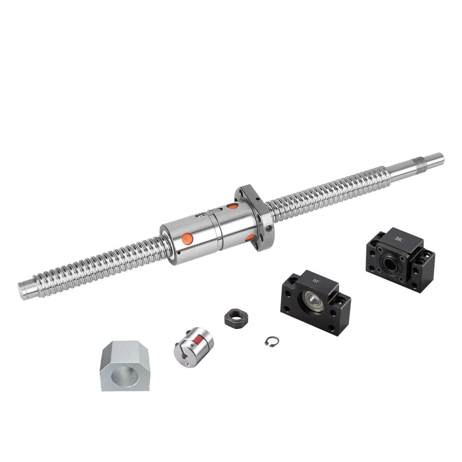 Double Nut Ball Screw 16mm DFU1605 RM1605 750mm With BK/BF12 Supports & Coupler - C7 Grade For CNC Machines