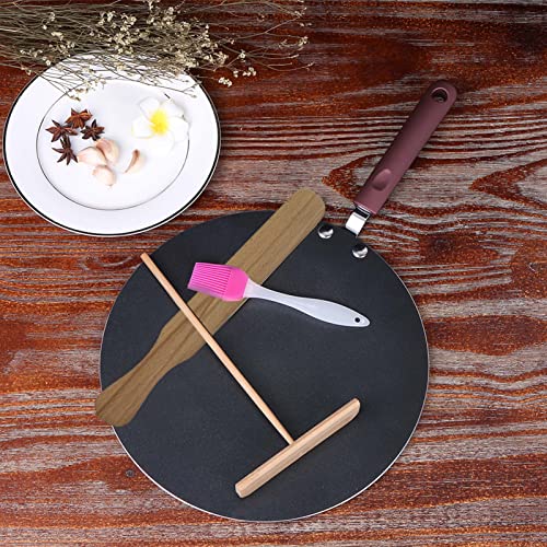 lvifloae Pfannkuchenpfanne, Crepe-Maker, flache Pfanne, Grillpfanne mit Streuer, Spatel, Crêpe-Maker-Grillplatte zum Kochen in der Küche