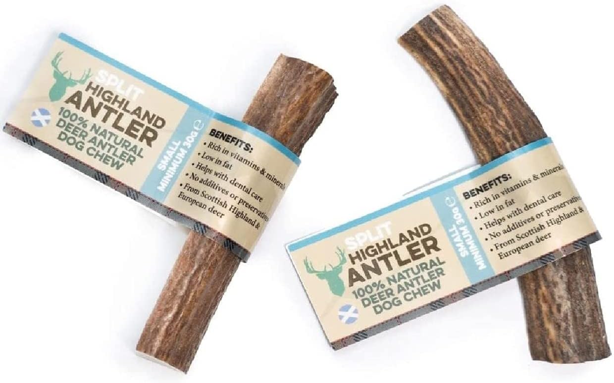 Antos 100 Natural SPLIT Antler Chews for Dogs. Pack of 2 Antler Split Small (30g50g). Size May