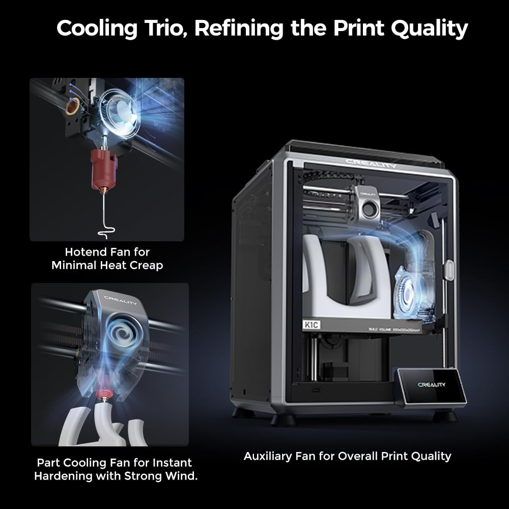 Creality K1C 3D Printer, 2024 New Version 3D Printers with 600mm/s Fast Printing Speed, Support Carbon Fiber Filament 300℃ High-Temp Print, Auto Leveling and Clog-Free Direct Extruder