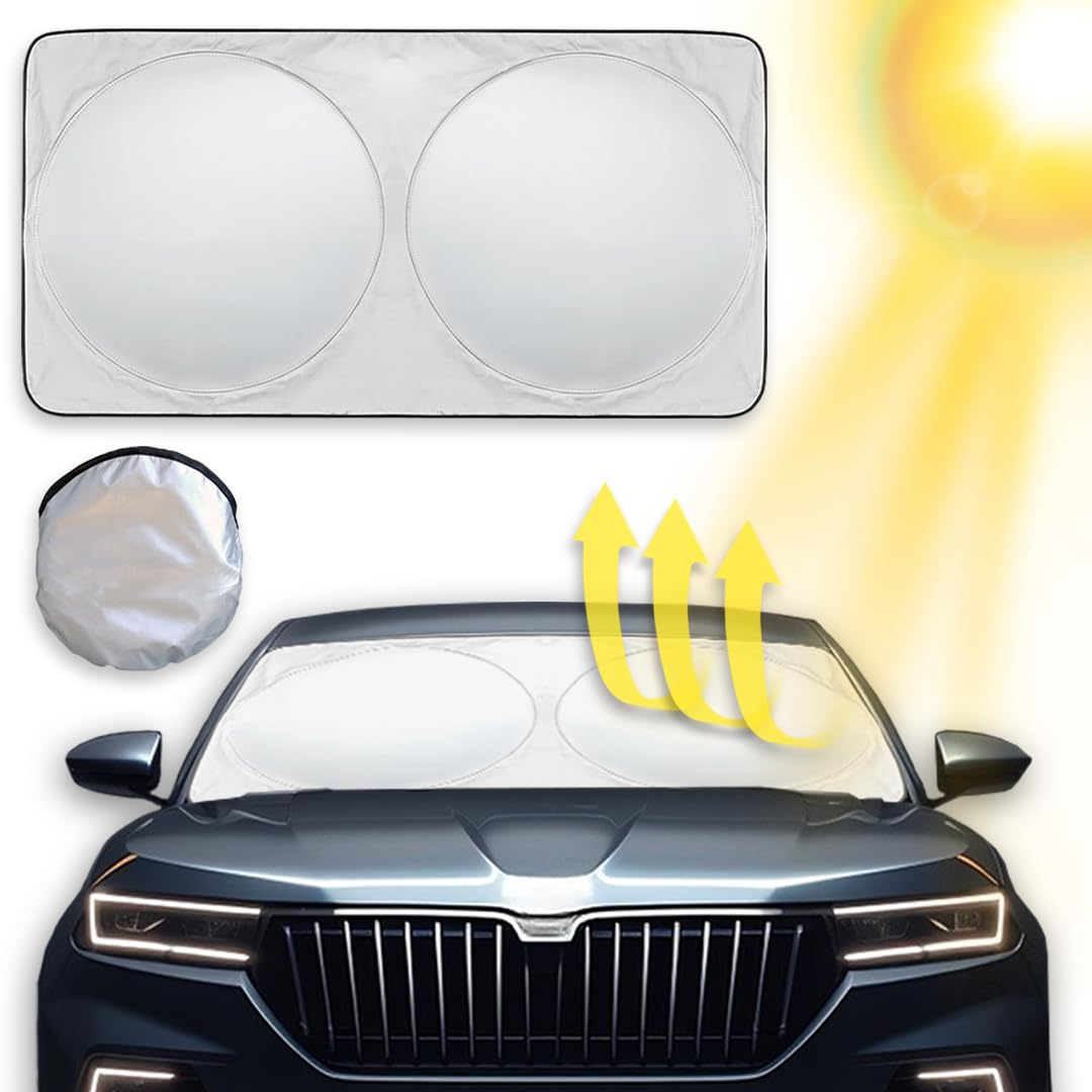 Amroah79 * 150cm Car Windshield Sun Shade, Foldable Reflector Sunshade Offers Ultimate Protection for Car Interior, Cool Reflective Sun Blocker, UV Rays and Heat Sun Visor Protector, Medium
