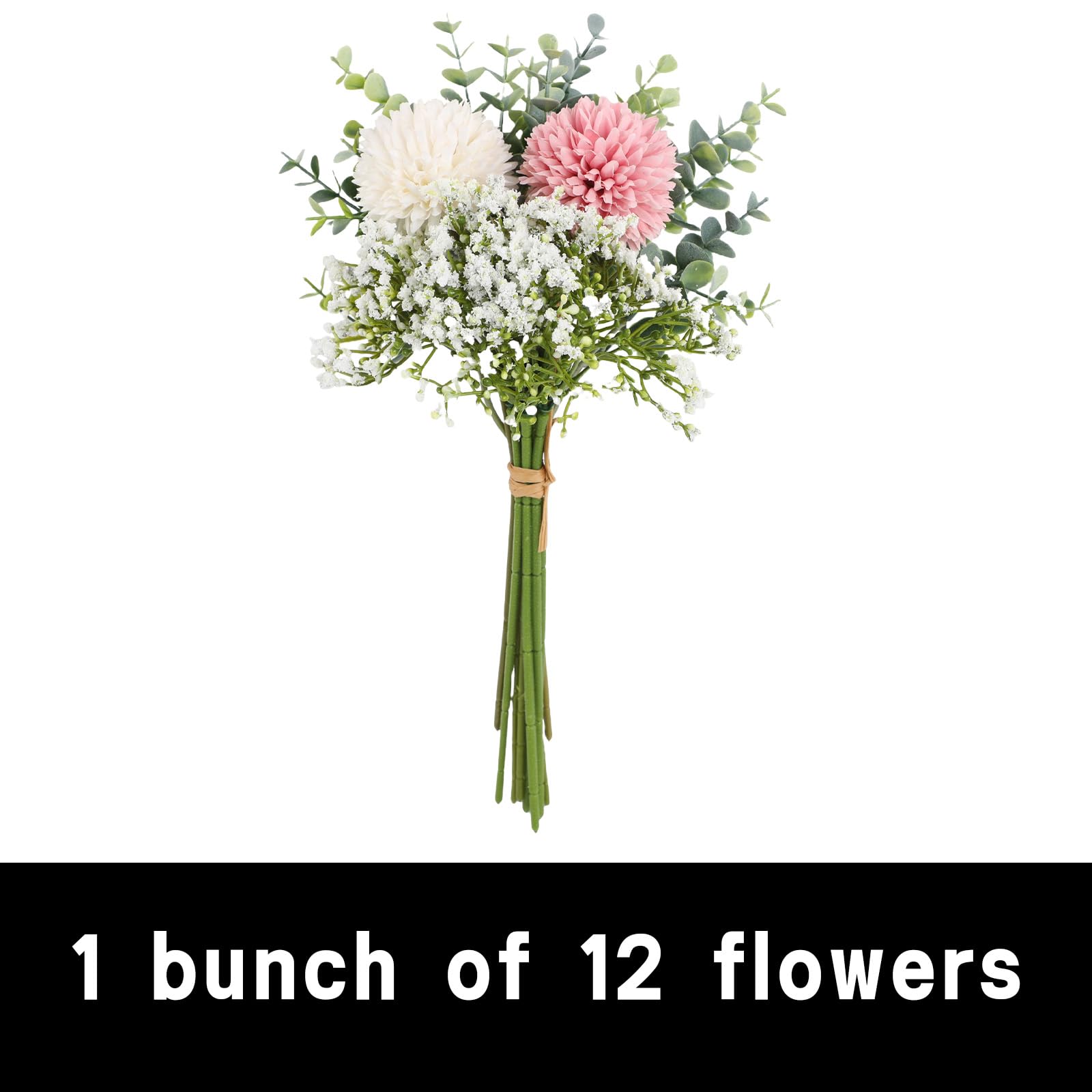 astylishome Fake Flowers for Outside Artificial Bloom Decoration Realistic Dandelion with Stem Lifelike Floral Arrangement for Home Wedding Party Indoor Outdoor Garden White 1811 - Image 2