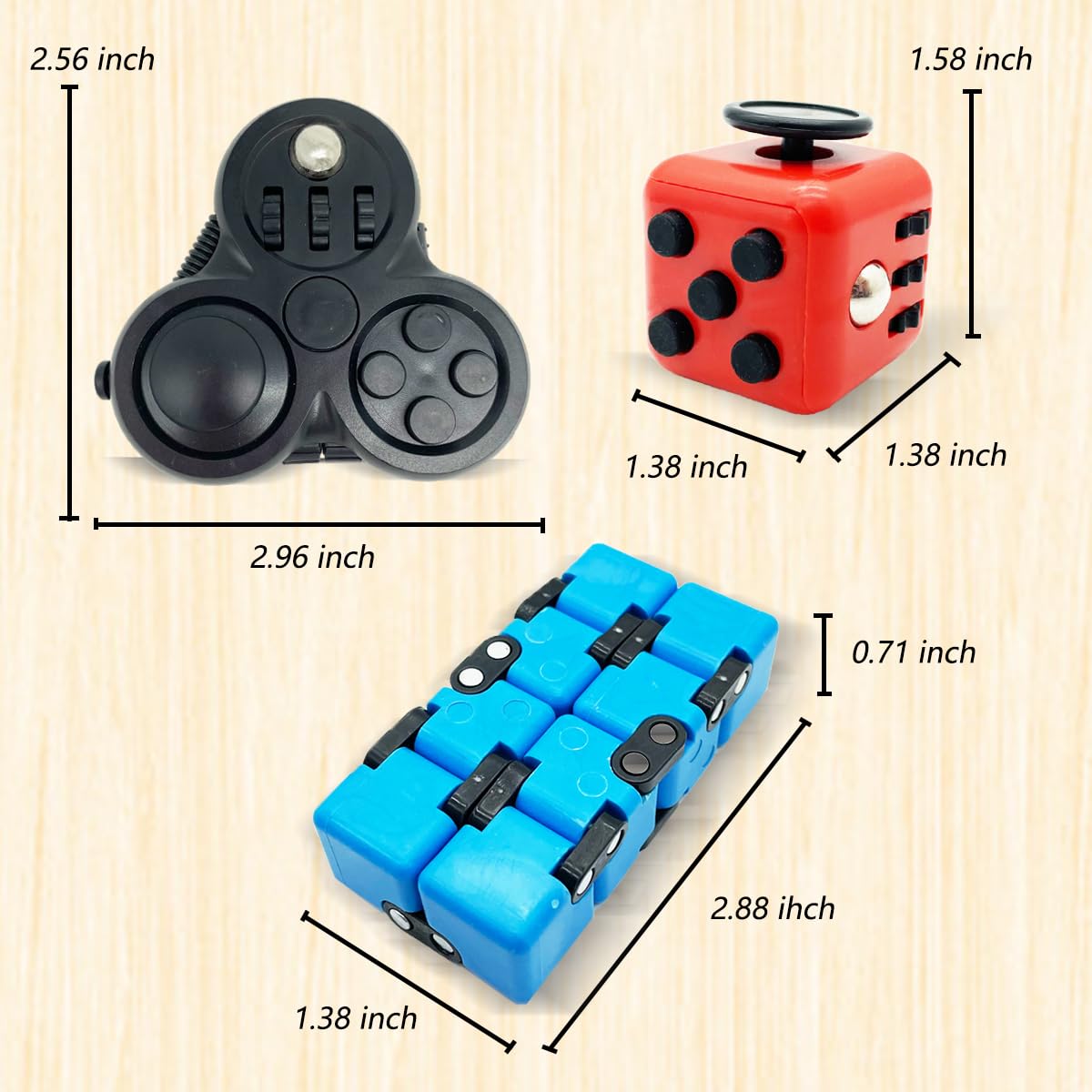 Juguetes para ansiedad, 3 unidades, incluye cubo infinito y juguetes para ansiedad de mano para adultos y niños, juguetes sensoriales para ansiedad, alivio del estrés, enfoque, divertido cubo cuadrado 4