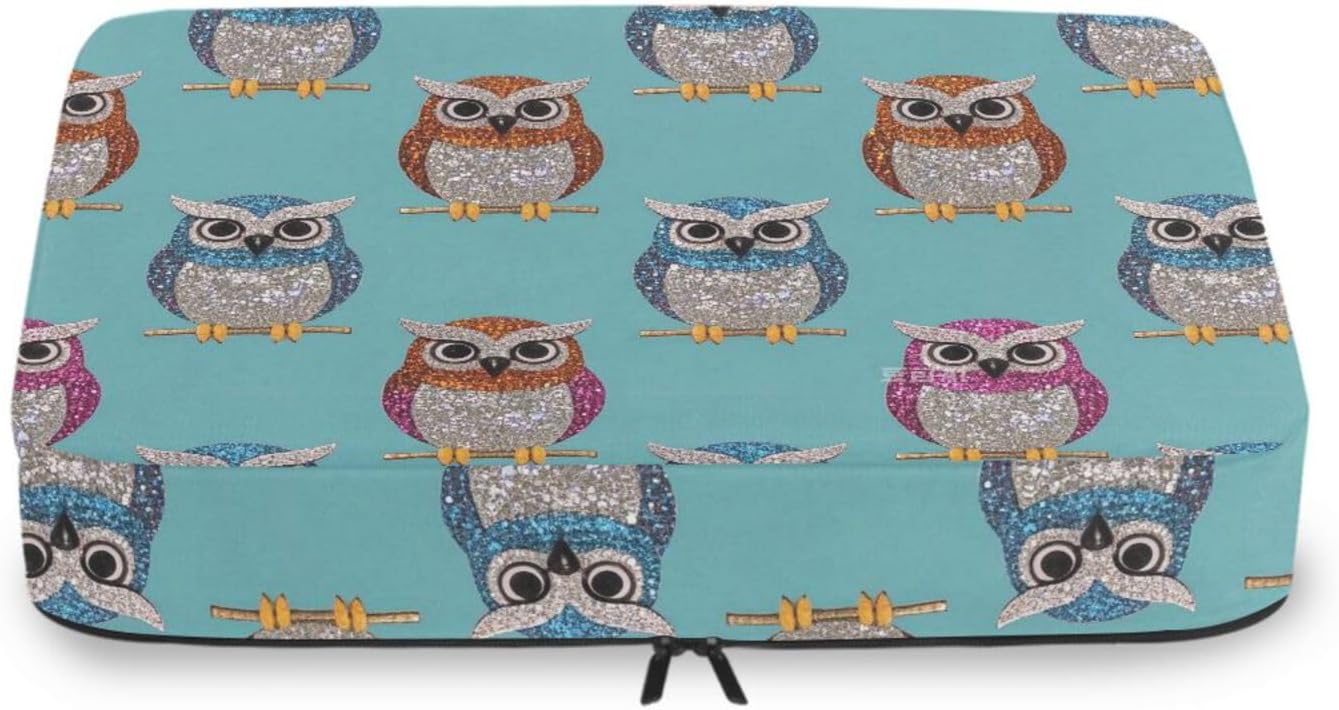 Fake Glitter Cartoon Owl Blue 4 Pcs set organizer travel case Mesh Travel Essentials expandable cubes for packing