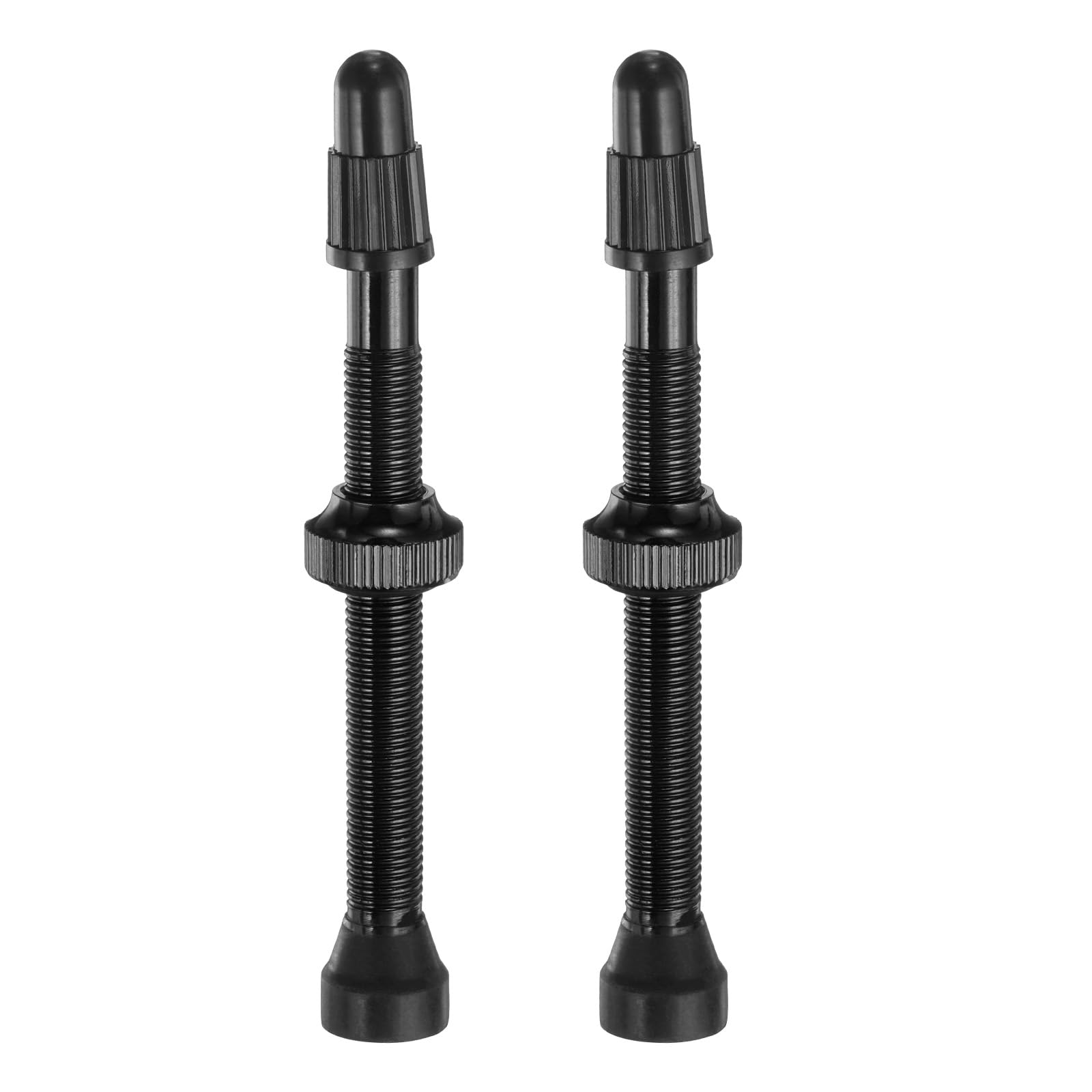 sourcing map 2pcs Tubeless Valve Stems 60mm Aluminum Alloy Tubeless Valve Super Light No Leak Durable Valve Stem Caps Multiple Color & Size Fit Most Bicycle Tubeless Rims Pair, Black — image 1