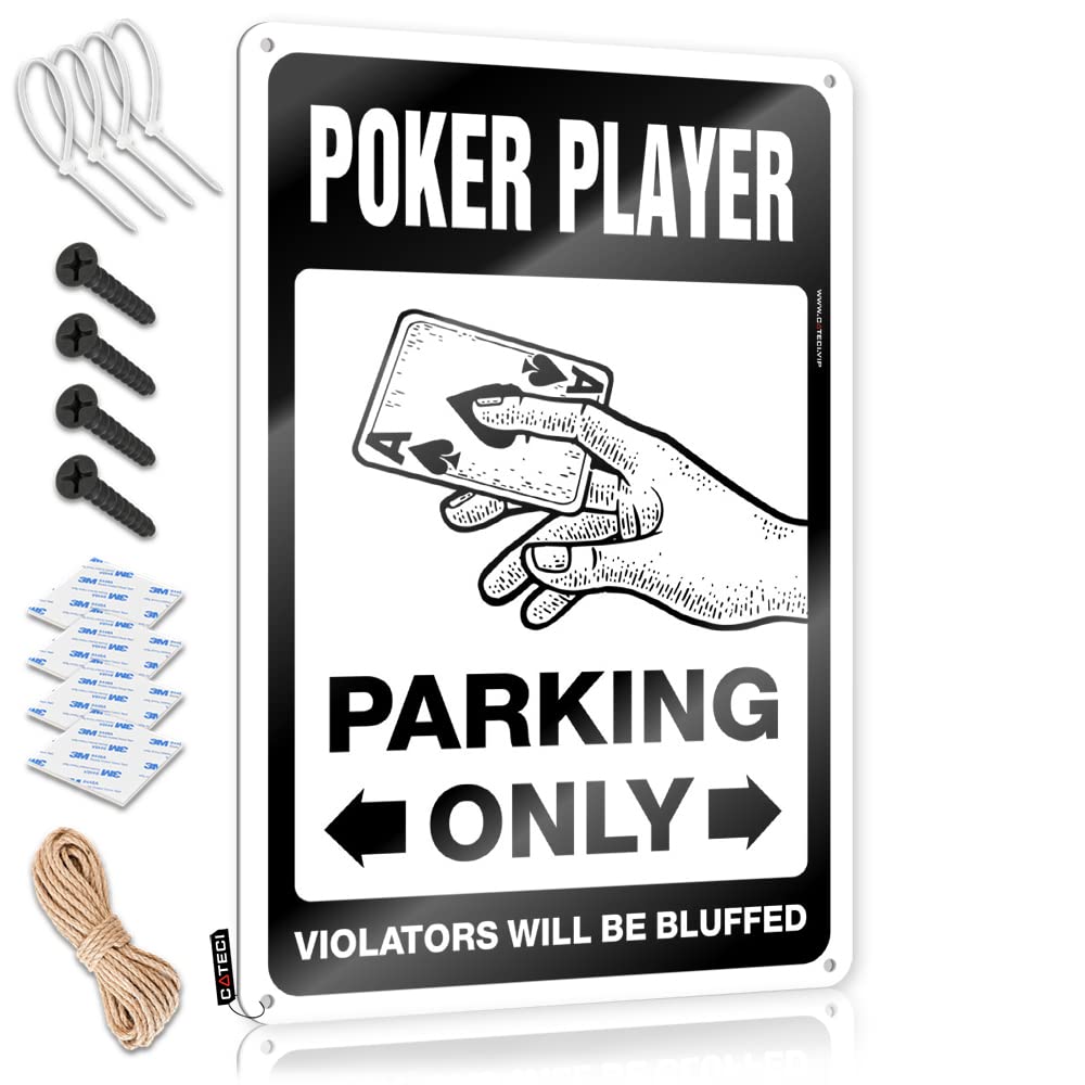 KRAZMURONGD Mens Room Sign Poker Player Parking Only Tin Sign Funny Home Sign Funny Sogns(30X40CM)