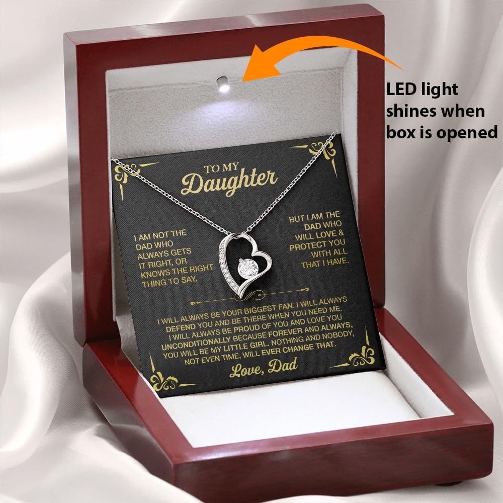 To My Daughter Necklace From Dad, Birthday Gift for Daughter from Dad With Inspirational Message Card And Gift Box