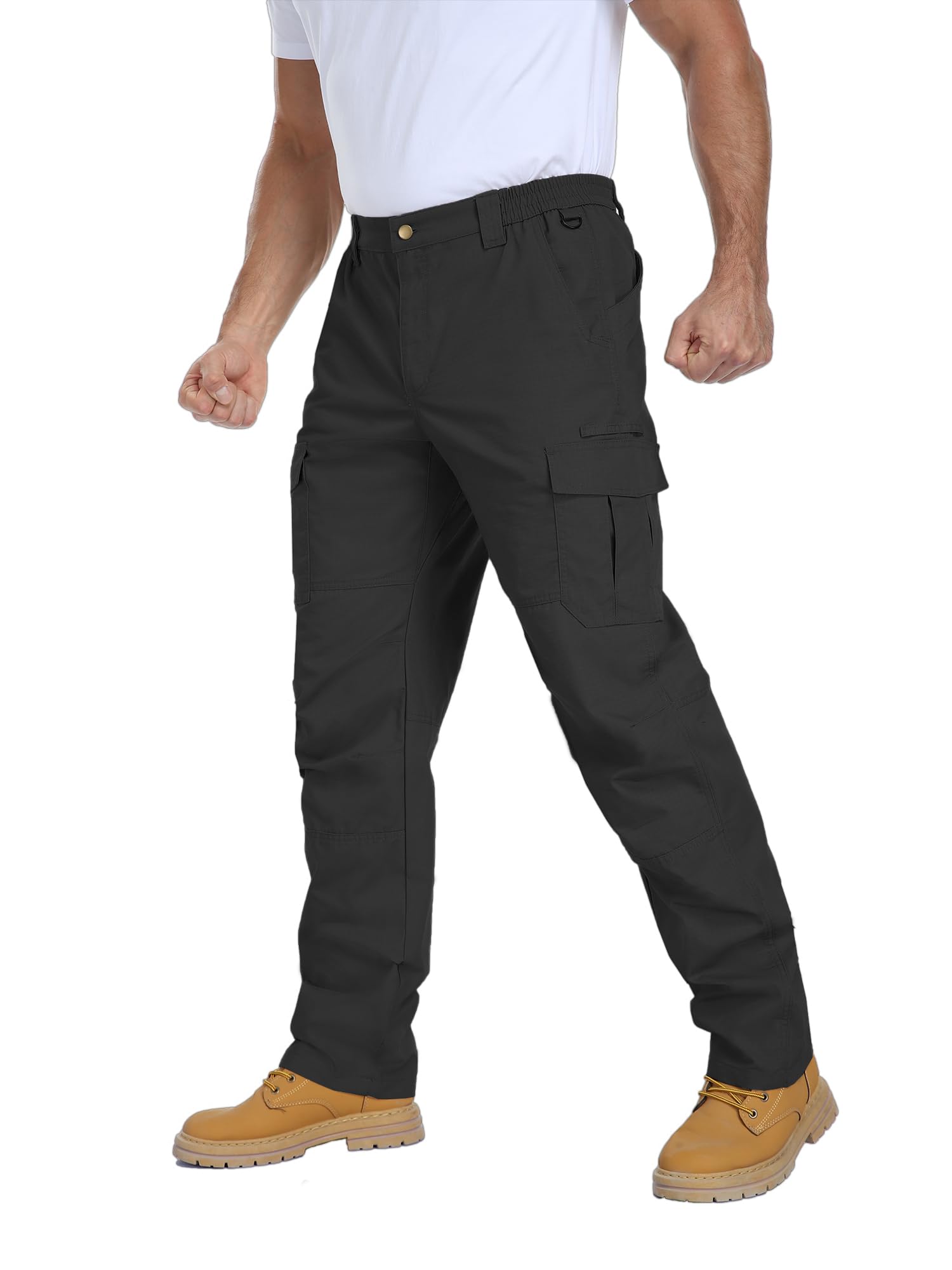 HDL Men's Work Cargo Pants Hiking Tactical Pants Ripstop 7 Smart Pockets | Elastic Waistb…