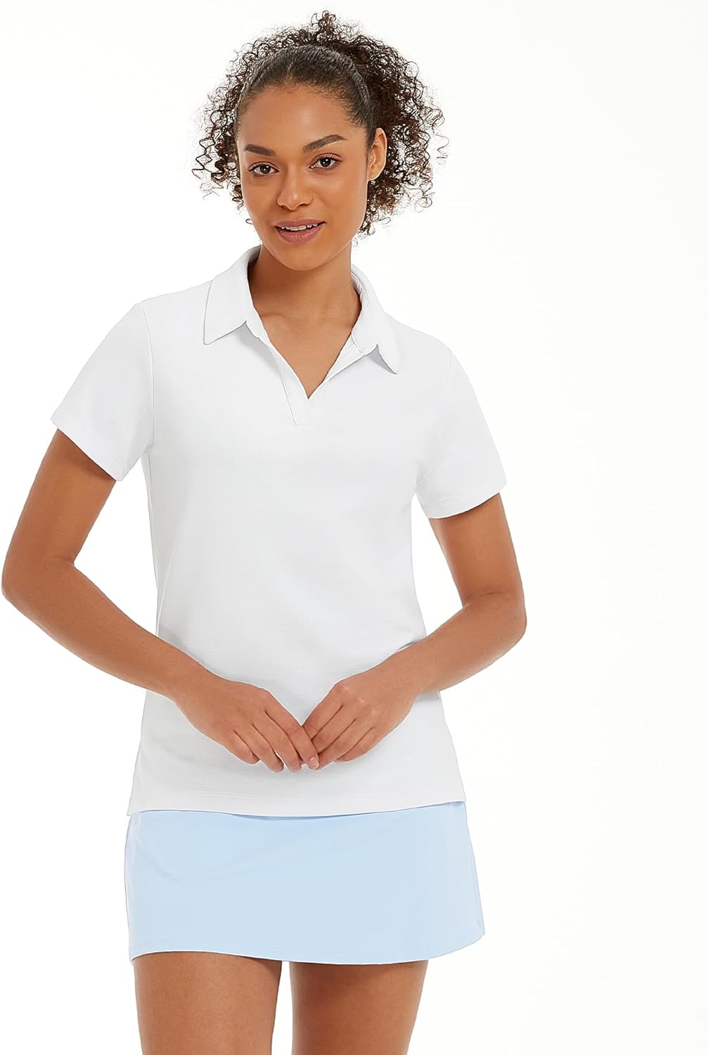 Stelle Women Golf Polo Shirts Tennis Shirt Short Sleeve V Neck Quick-Drying Collared Top - Image 2