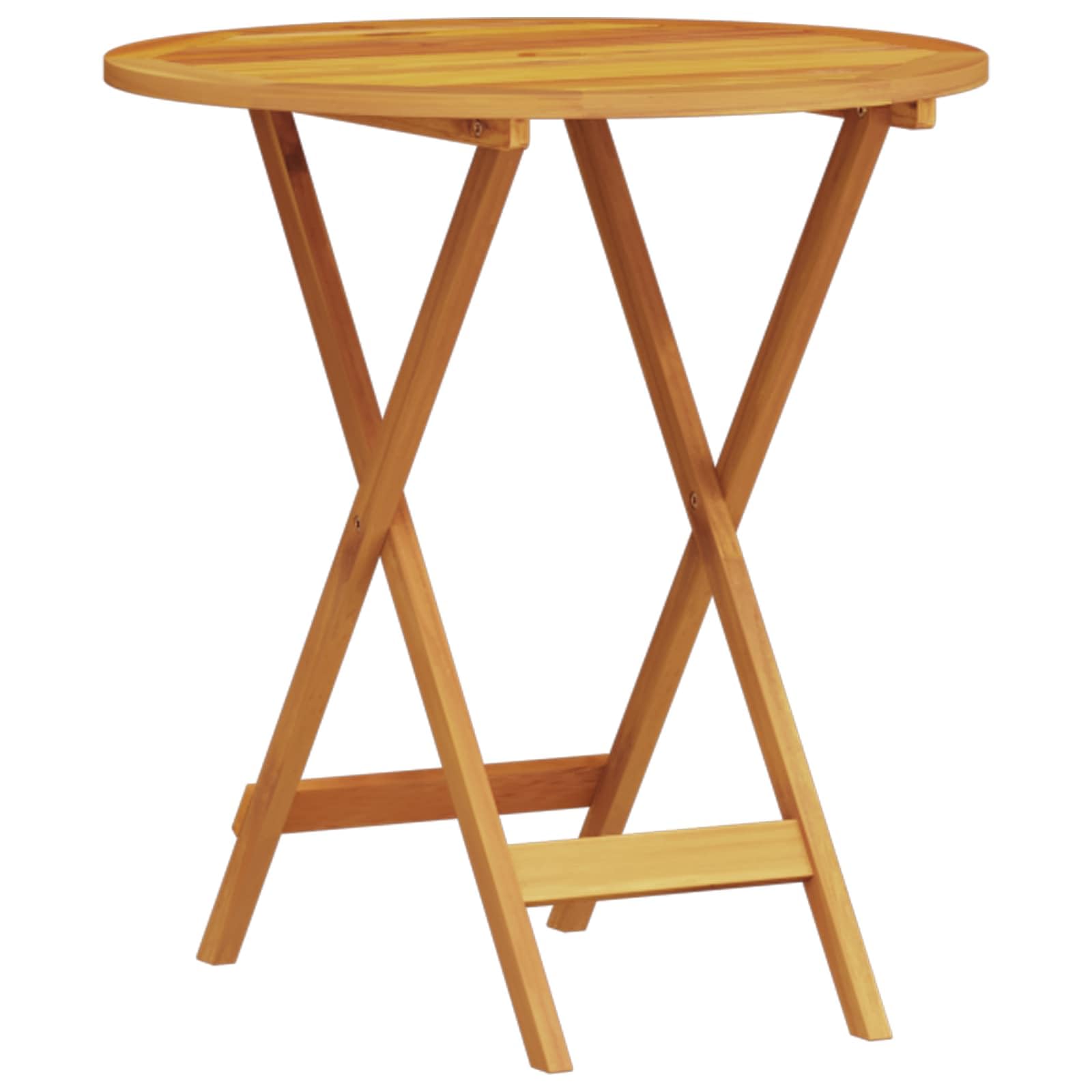 Set da bistro pieghevole da 3 pezzi, in legno di acacia massiccio, 60 x 60 x 75 cm, con cuscino salvaspazio, per piccoli balconi e terrazze, robusto set da giardino in legno per esterni e sala