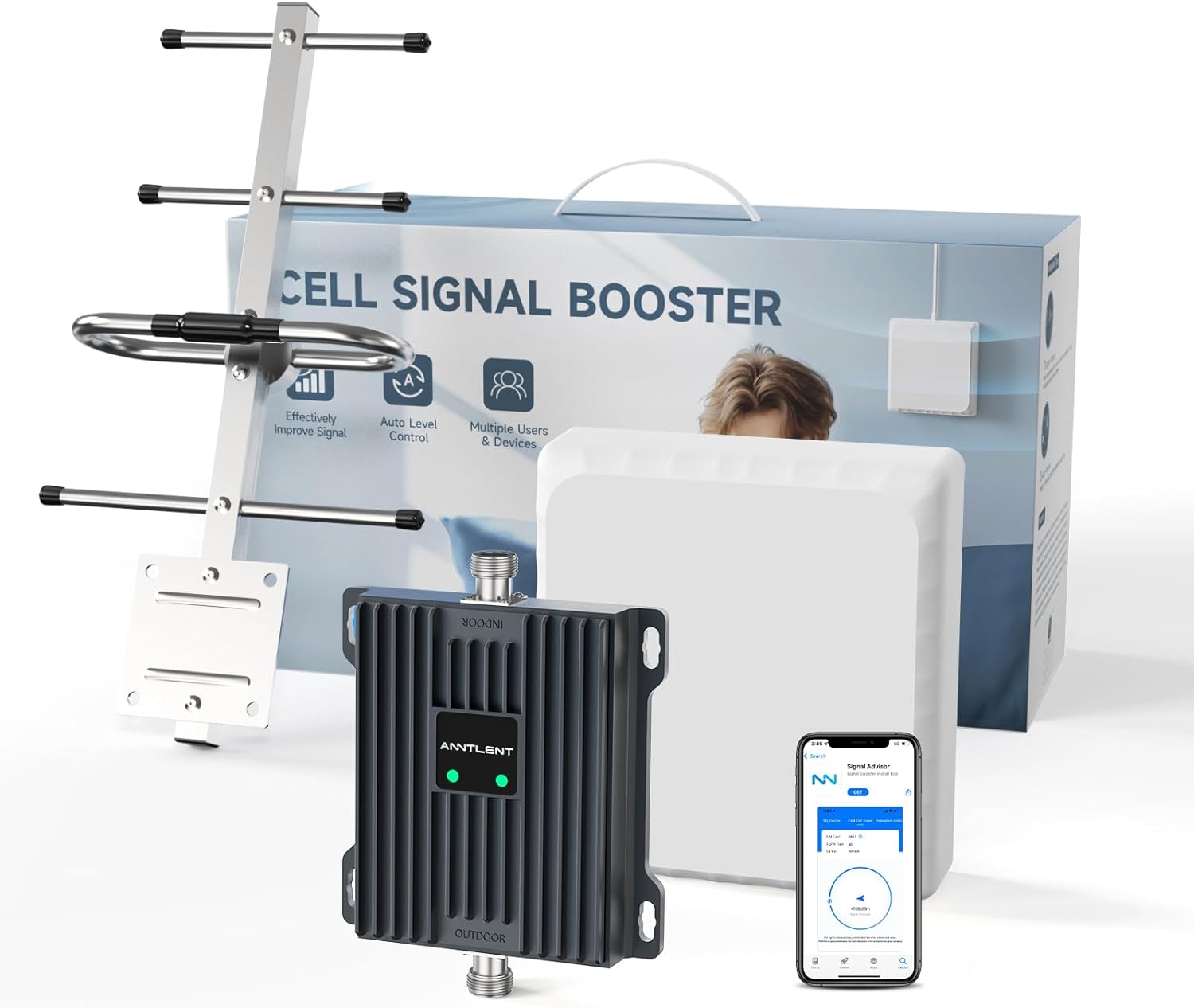 ANNTLENT Amplificatore Segnale Cellulare - Banda 20/8 (800/900Mhz) Ripetitore 4G 3G 2G gsm LTE per Casa Ufficio Campagna Ripetitore Segnale Cellulare Supporta TIM Wind Tre