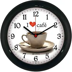 Relógio De Parede Eurora Cozinha Café Preto 6586