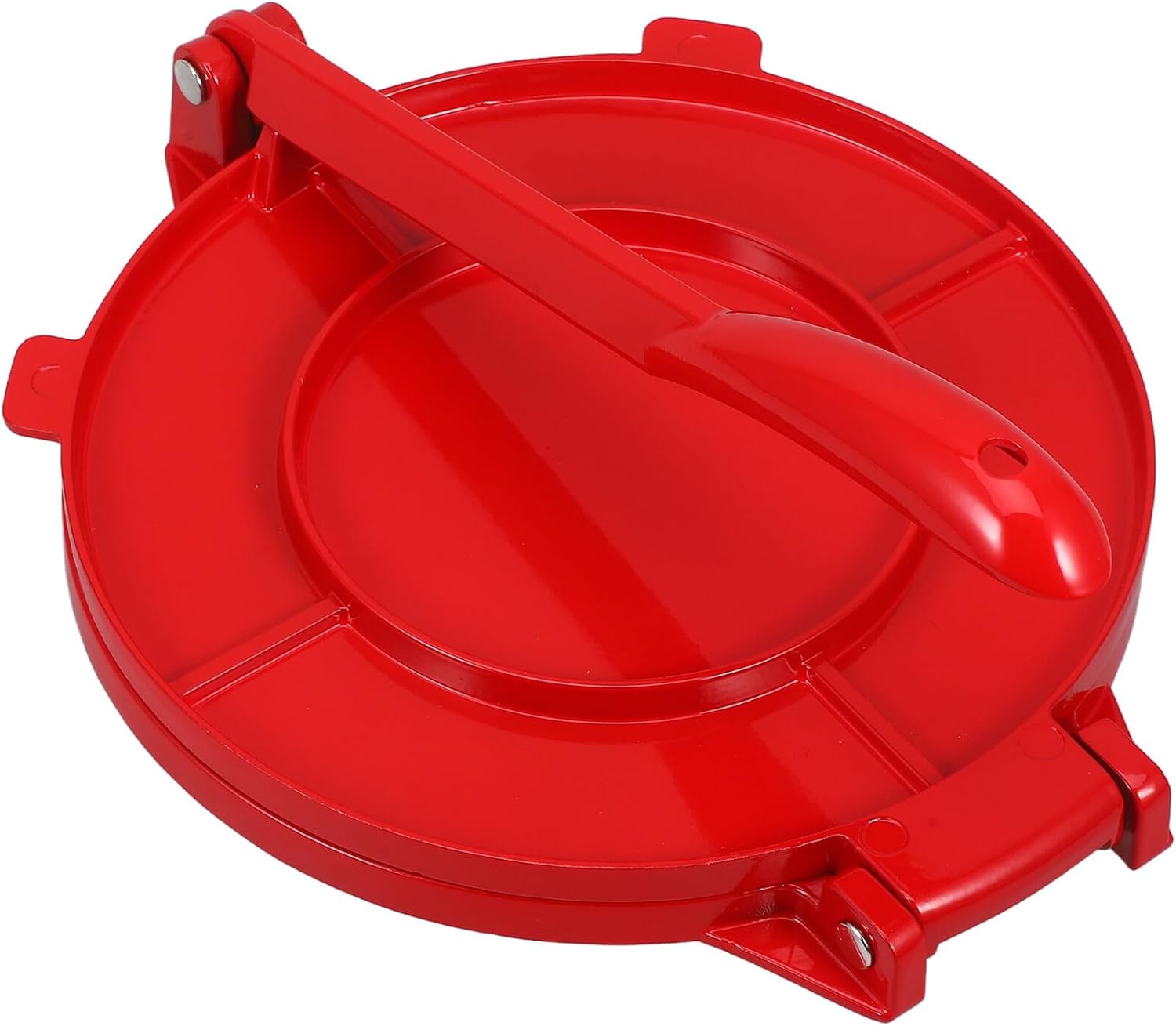 Abaodam Aluminum Alloy Heavy Duty Tortilla Press Dough Pressing Tool for Homemade Tortilla and Flatbread Making, Kitchen Dough Presser with Red Handle, Suitable for Restaurant and Home Use