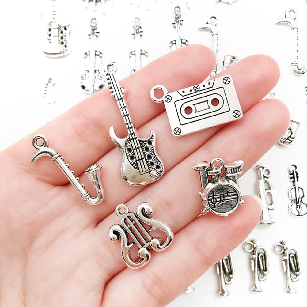 51 sztuk zawieszek w stylu retro, ręcznie wykonana, biżuteria z nutami, metalowa zawieszka, instrumenty muzyczne, charms dla miłośników muzyki, DIY, bransoletki, naszyjniki