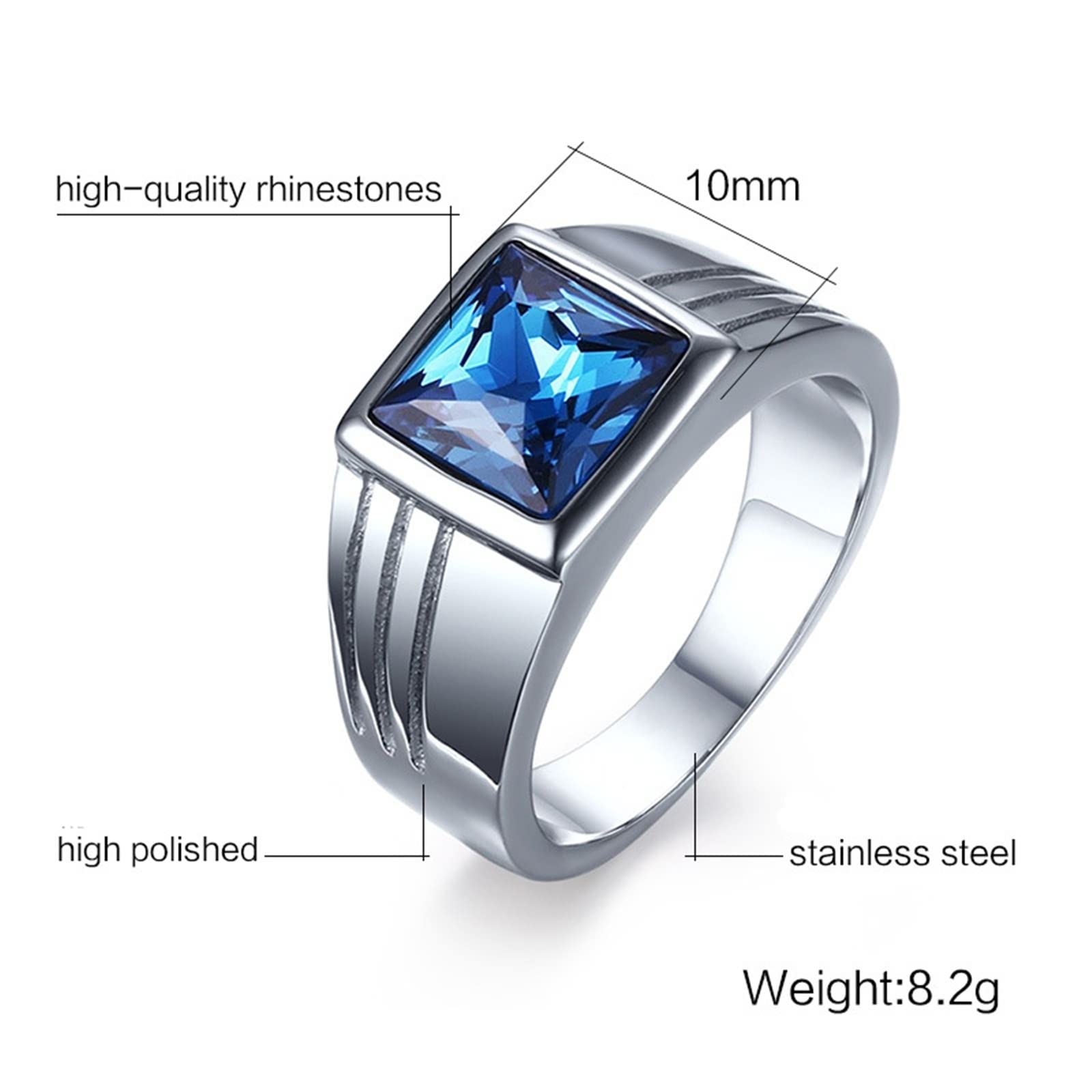 AmDxD Anillo de plata 925 para mujer, acero inoxidable, alianza para hombre, 0 0 cuadrados, corazón, W51.5 & M64, plata 925 Acero inoxidable, circonita cúbica