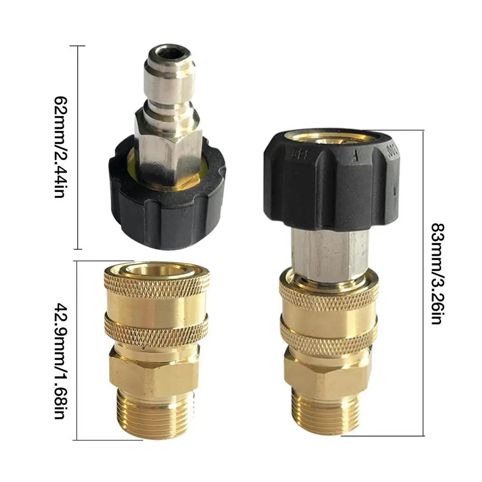 Adapterset für Hochdruckreiniger aus Messing Edelstahl