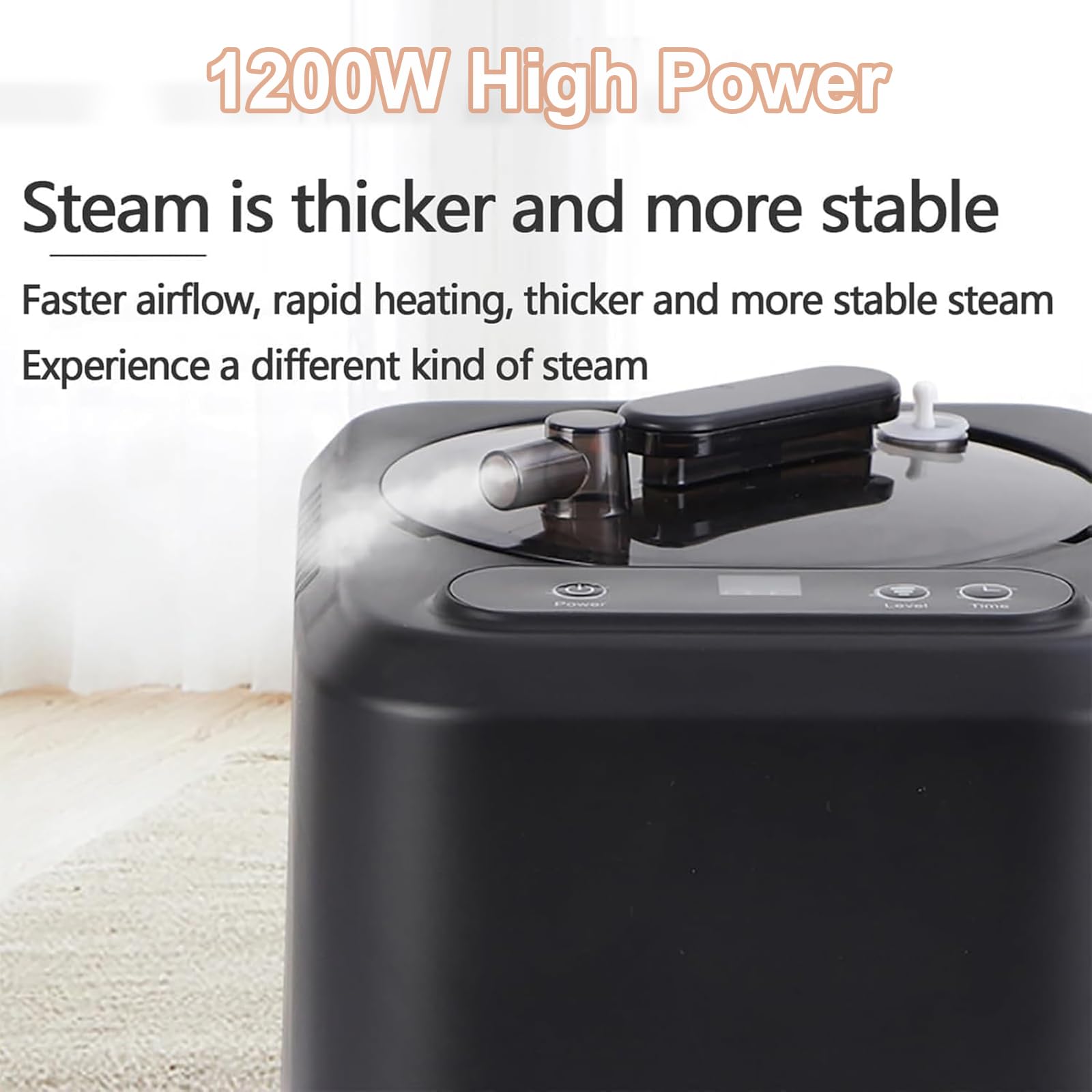 Parowar do sauny, przenośny generator pary 1200 W, z pilotem zdalnego sterowania, pojemność 3 l, 9 poziomów temperatury, 60 min timer do użytku domowego lub salonu