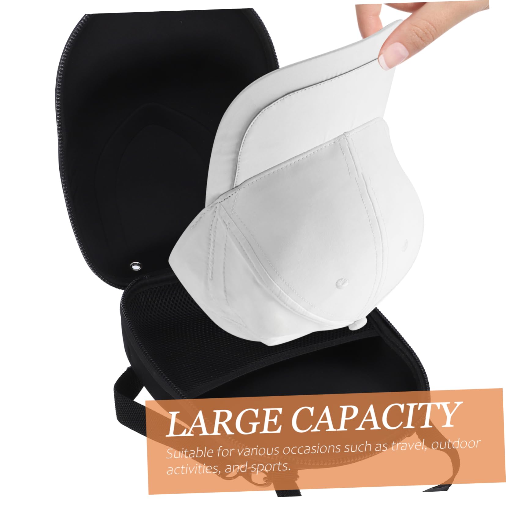 KOMBIUDA Estuche Rígido de Viaje para Gorras de Béisbol, Organizador de Eva con Asa de Transporte y Correa Ajustable Hombro, Negro
