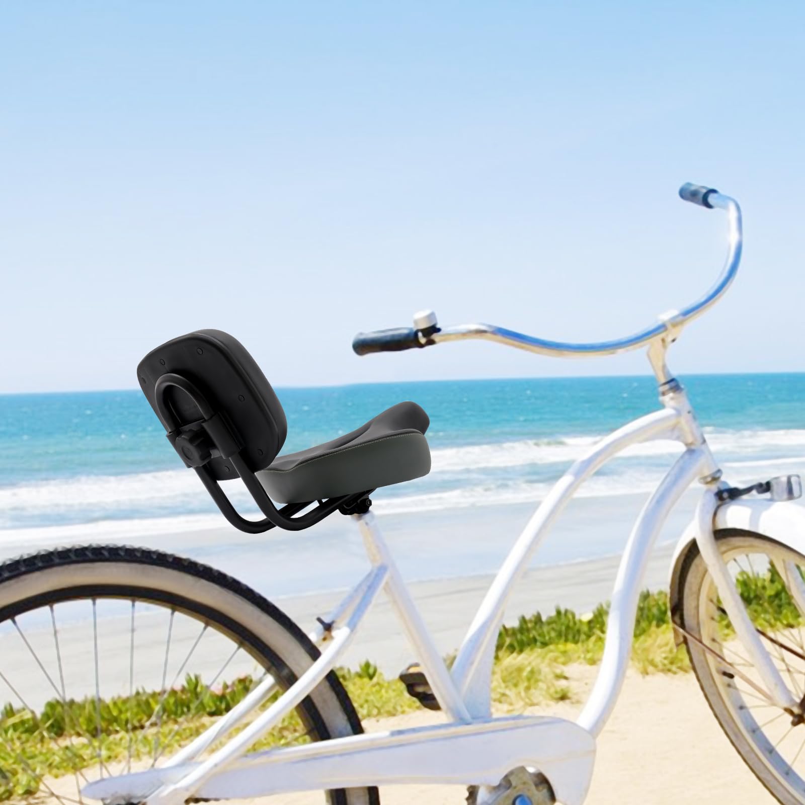 Siège de vélo avec dossier, coussin de siège de vélo extra large, siège ergonomique pour tricycle, selle de dossier réglable, capacité de charge 100 kg, pour VTT, tricycle navetteur