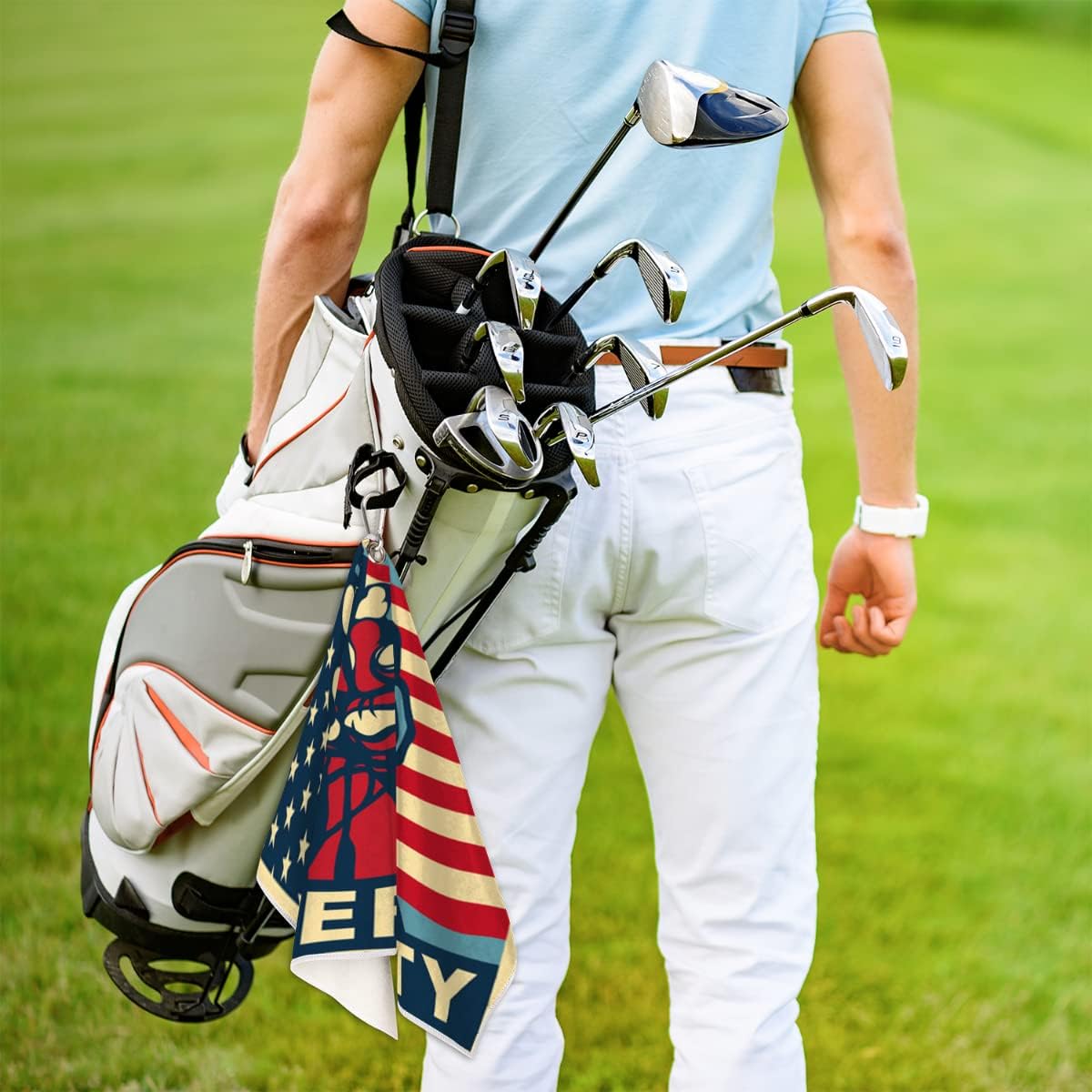 Liberty Golf Towel Microfiber Club Cleaner with Carabiner Clip Water Absorption Quick Dry Golf Towels for Women Men Golf Accessories 15 X 24 Inch