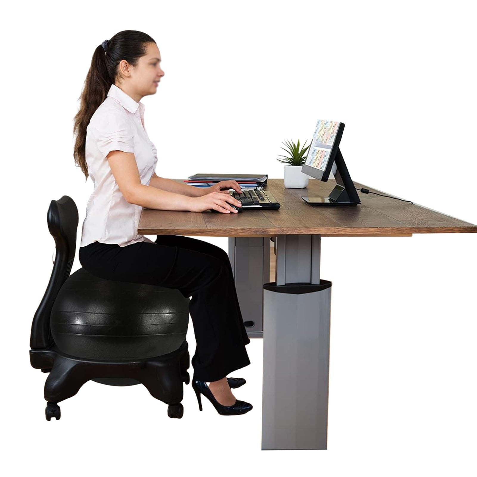 Desk Chair Sitting On A Yoga Ball At Work Medicine Ball Chair