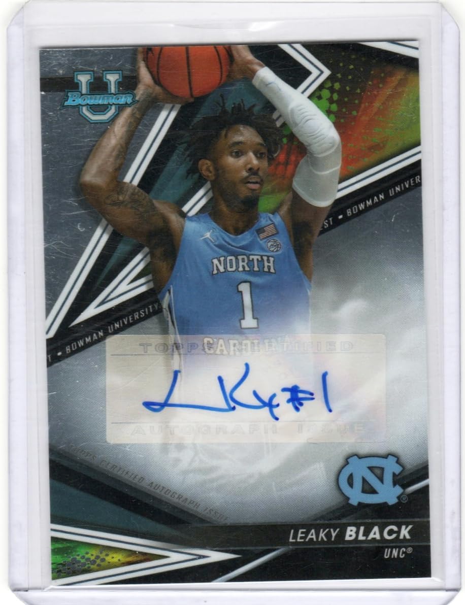 Leaky Black Autographed Bowman Chrome Prospects Auto Collectible Basketball Card - 2023 Bowman University Basketball Card #BOA-LB (UNC)