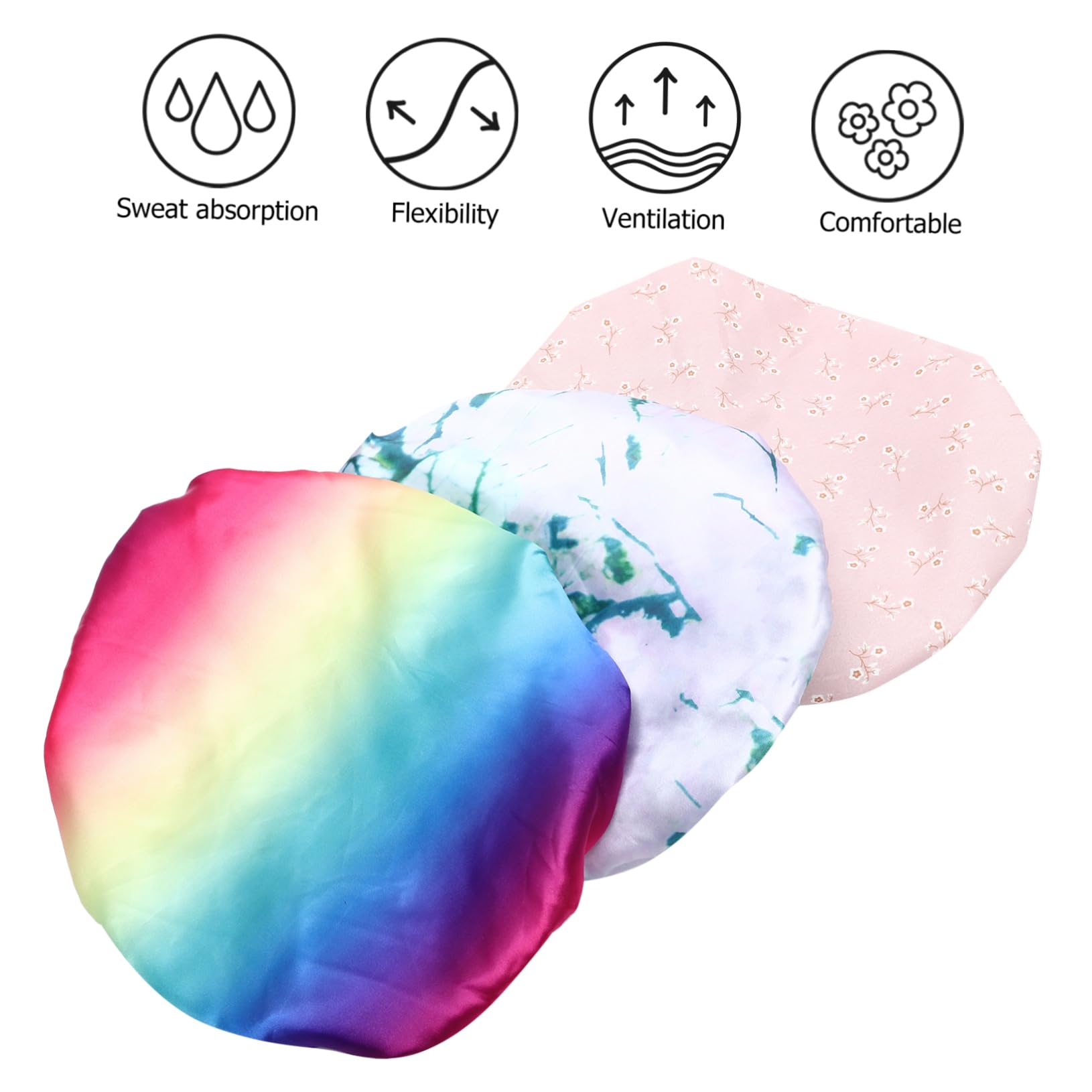 Healvian 3 Set di Cuffie per per Donne E Uomini Cuffie per La Riutilizzabili Fascia Elastica Copricapo di Grandi Dimensioni per Il Bagno per Occasioni Speciali 3 Pezzi*3