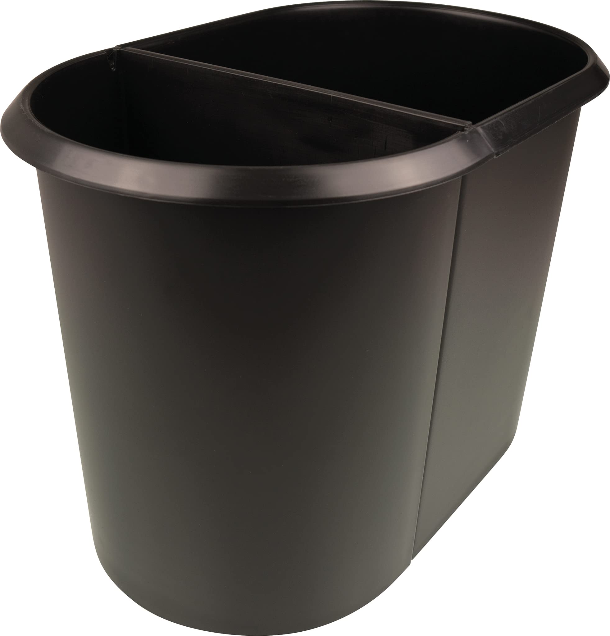HelitH6103795 - Waste Paper Bin "the Double", 20 Litres/9 Litres, Oval, Black, Bin 2 Compartments
