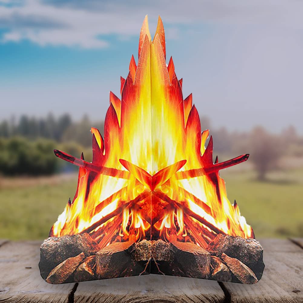 プーさんとキャンプファイヤー 3D 段ボールキャンプファイヤーセンターピース人工火偽炎トーチ