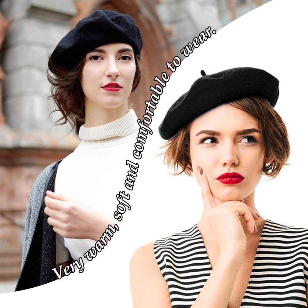 Sombrero De Boina Francés, Boina Francesa Mujer, Clásica Lana Gorro para Mujeres, Invierno Artista Cálido Moderno Pintor Sombrero Otoño Redondo Vintage