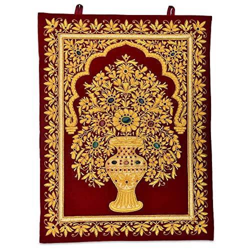AARGKRAFT Royal Zardozi Embroidered Tapestry Wall Hanging Carpet | Handmade
