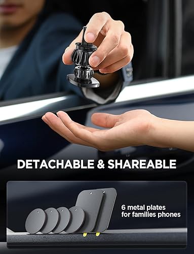 Miniatura 7 de LISEN Paquete de 2 soportes magnéticos para ventilación de automóvil, 6 imanes fuertes soporte magnético para automóvil, soporte de teléfono celular