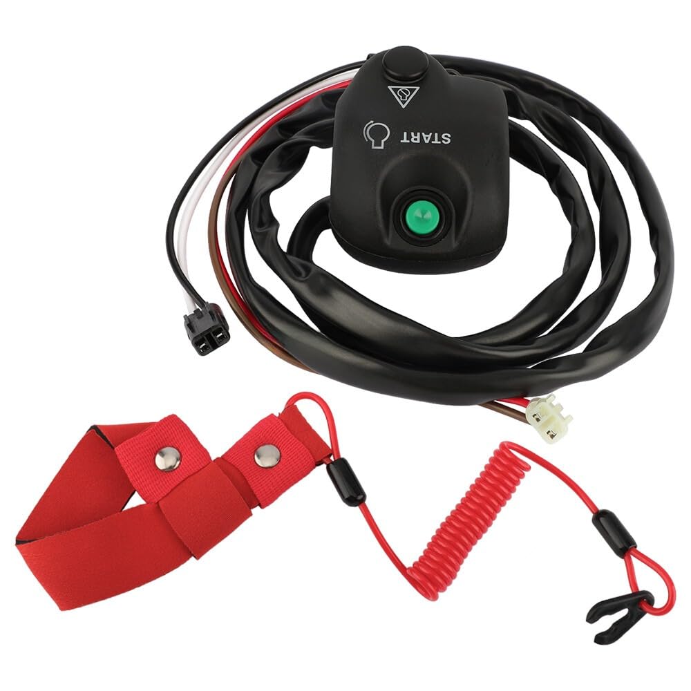 Boîtier de Commande Marche/arrêt Coupe-Circuit au Guidon avec Cordon de sécurité Convient pour Yama-ha FX140 FX1000 WaveRunner/WaveVenture 700 WaveRunner 800 1050 1100 1300 1800 2001-2016