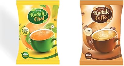 Atlantis 3 in 1 Instant Kadak Cardamom Tea and Coffee Premix Powder Combo (Contains Tea, Coffee, Milk and Sugar) 1 Kg each for Vending Machines/Manual Use